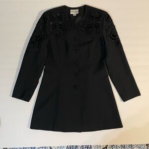 Black vintage 90s John Meyer jacket with sequins and‎ beaded embroidery jacket